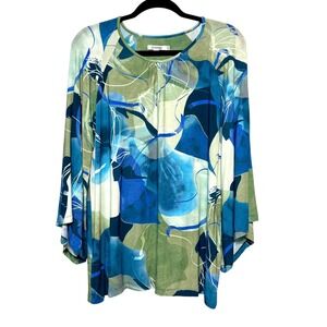 Chico's‎ Size 3 Abstract Art Tunic Womens XL Artsy Resortcore Gallery Girl Chic